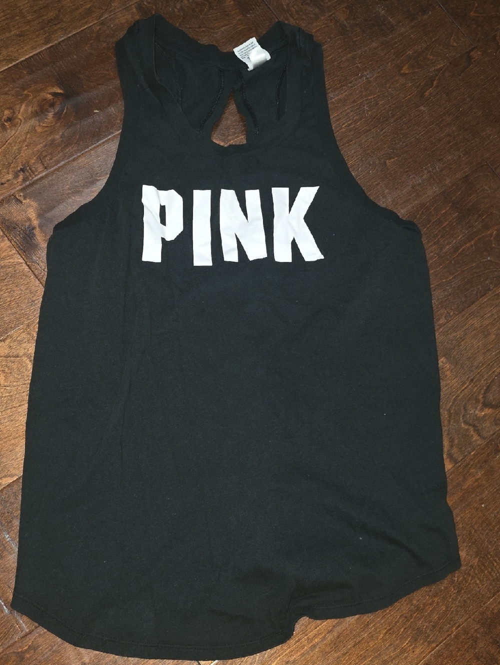 PINK Black Logo Muscle Tank